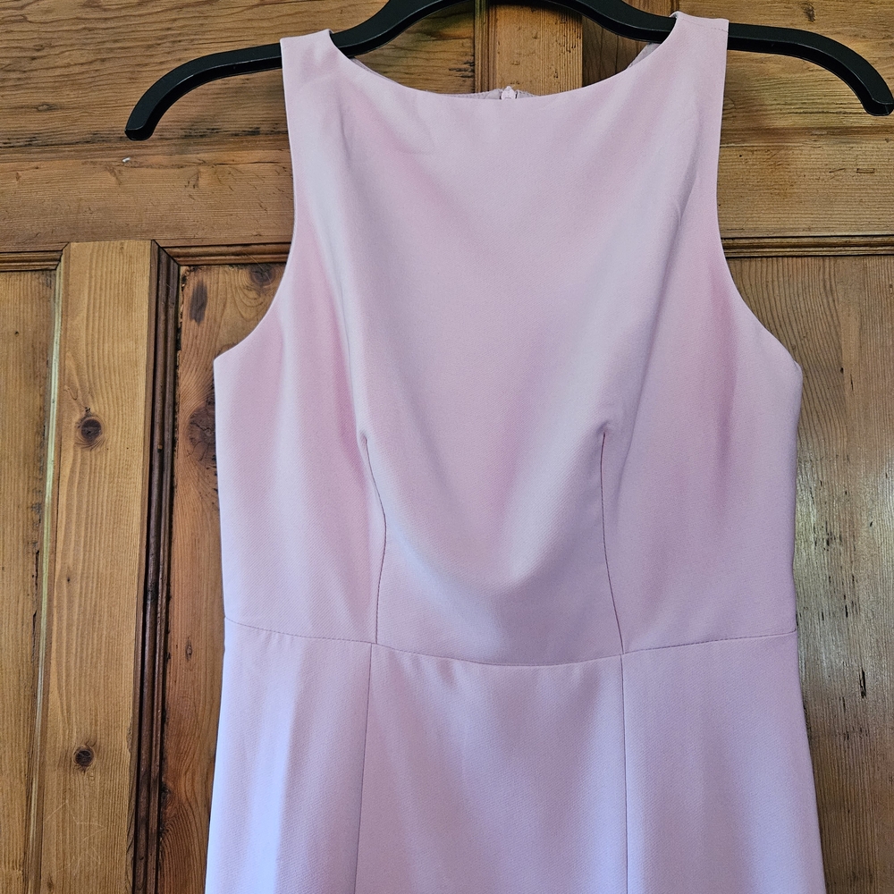 Elegant FEHAUTE Mauve Pink Fitted Midi Dress With Flare Skirt - Picture 2 of 7